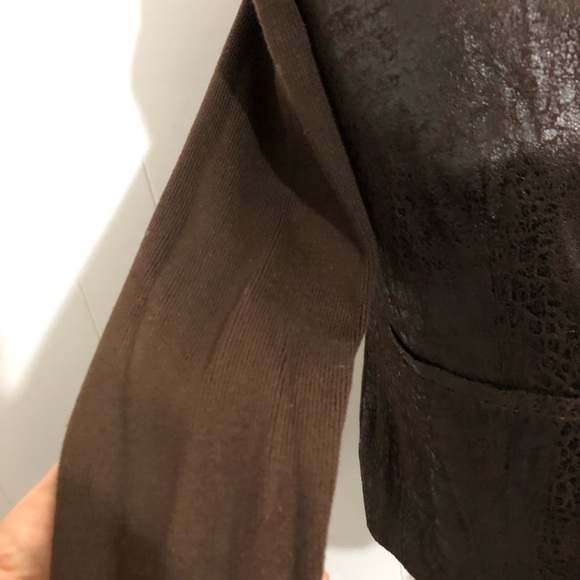 Women’s Brown Faux Leather Gold Studded Blazer. Size Small/Petite. - Picture 4 of 10